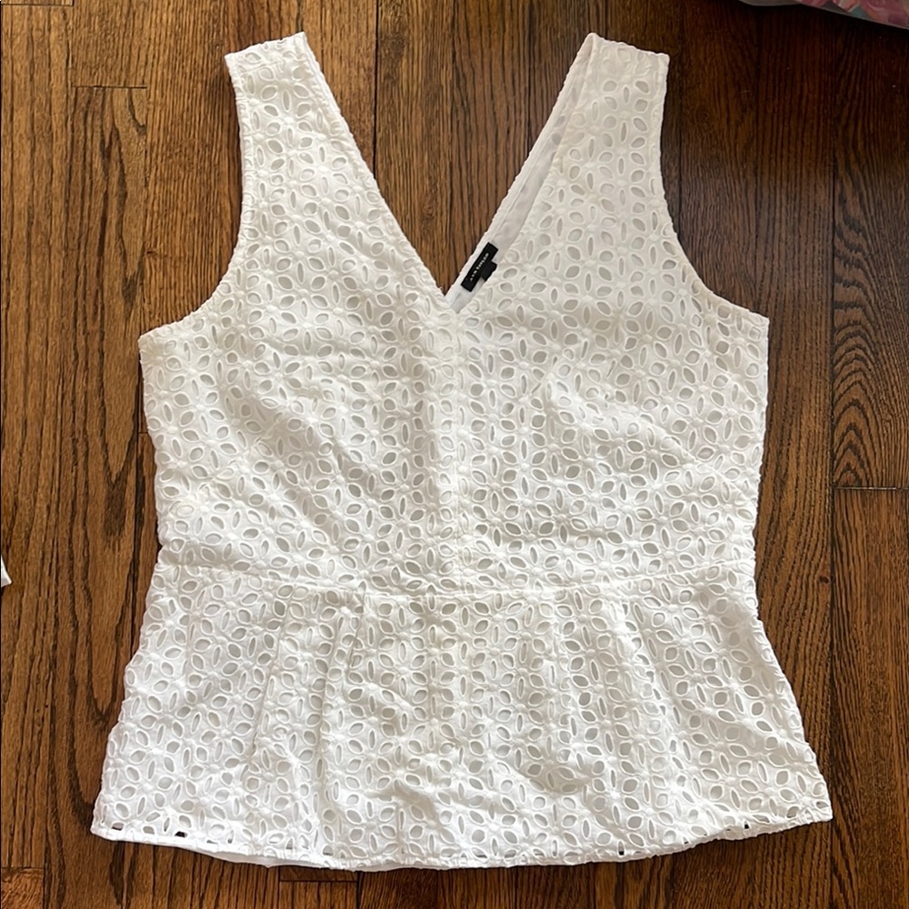 White Eyelet Sleeveless Top